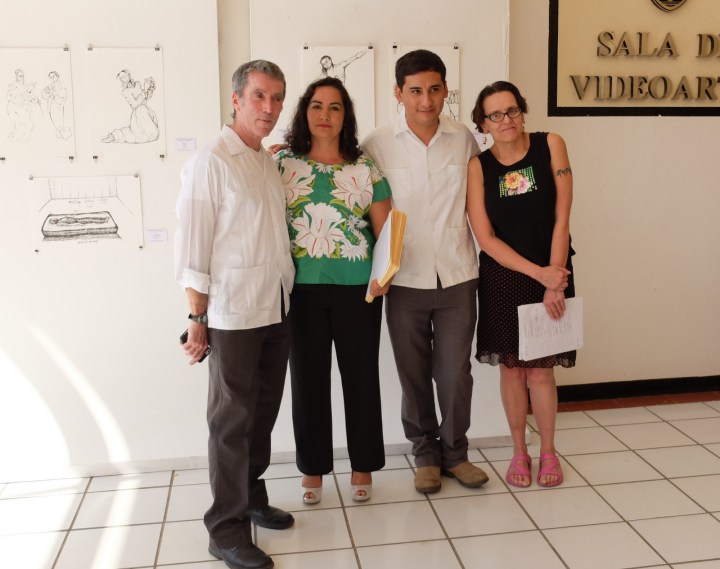 From Left to Right: Professor Michael Flanagan, Workshop Coordinators Alilí Lopez and Hildebrando Gomez, and Professor Max White