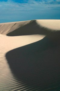 Mid-afternoon dunes with deep shadows